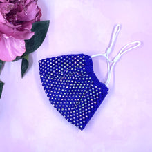 Load image into Gallery viewer, Royal Blue Crystal Mesh Face Mask