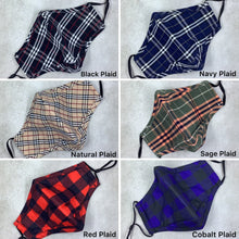 Load image into Gallery viewer, Black Plaid Cotton Face Mask