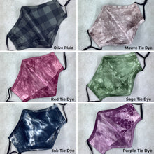 Load image into Gallery viewer, Ink Tie Dye Plaid Cotton Face Mask