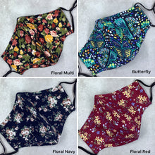 Load image into Gallery viewer, Navy Plaid Cotton Face Mask