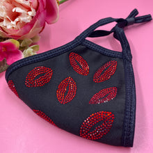 Load image into Gallery viewer, Lips On Black Crystal Face Mask