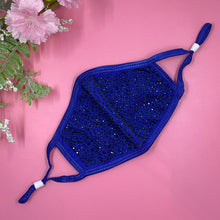 Load image into Gallery viewer, Navy Black Crystal Face Mask