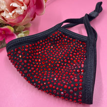 Load image into Gallery viewer, Black/Red Crystal Face Mask