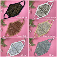 Load image into Gallery viewer, Navy AB Crystal Face Mask
