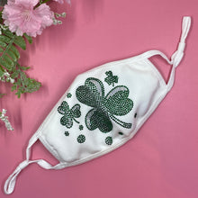 Load image into Gallery viewer, Shamrocks On White Crystal Face Mask