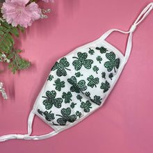 Load image into Gallery viewer, Mini Shamrocks On White Crystal Face Mask