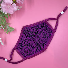 Load image into Gallery viewer, Magenta Black Crystal Face Mask