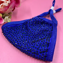 Load image into Gallery viewer, Navy Black Crystal Face Mask