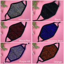 Load image into Gallery viewer, Pink Hearts On Black Crystal Face Mask