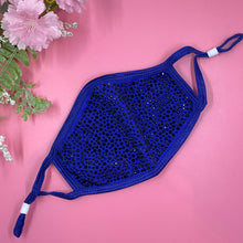 Load image into Gallery viewer, Royal Blue/Blue Crystal Face Mask