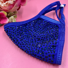 Load image into Gallery viewer, Royal Blue/Blue Crystal Face Mask