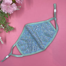 Load image into Gallery viewer, Powder Blue Crystal Face Mask