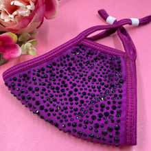 Load image into Gallery viewer, Magenta Black Crystal Face Mask