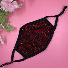 Load image into Gallery viewer, Black/Red Crystal Face Mask