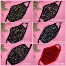 Load image into Gallery viewer, Magenta Black Crystal Face Mask