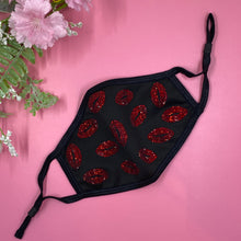 Load image into Gallery viewer, Lips On Black Crystal Face Mask