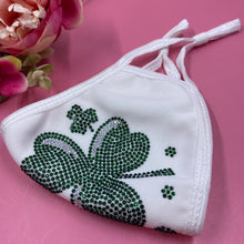 Load image into Gallery viewer, Shamrocks On White Crystal Face Mask