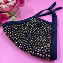 Load image into Gallery viewer, Black Gold Crystal Face Mask