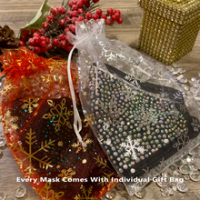 Load image into Gallery viewer, Silver Reindeer Crystal Face Mask
