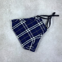 Load image into Gallery viewer, Navy Plaid Cotton Face Mask
