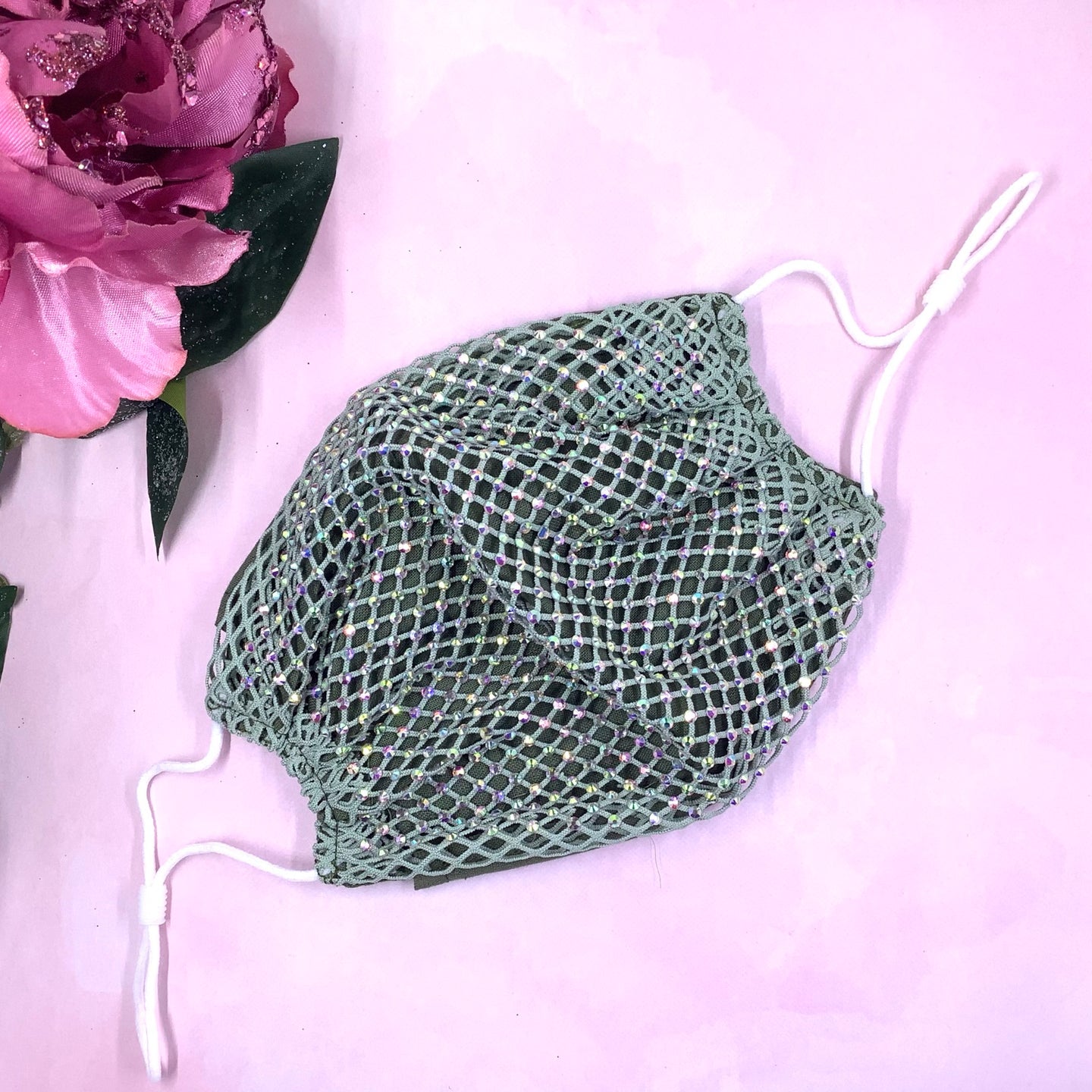 Sage Crystal Mesh Face Mask