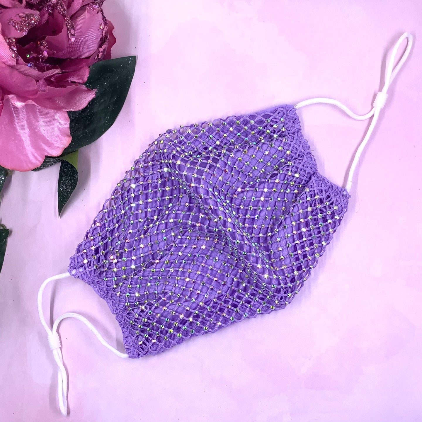 Lavender Crystal Mesh Face Mask