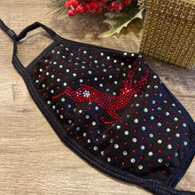 Load image into Gallery viewer, Red Reindeer Crystal Face Mask
