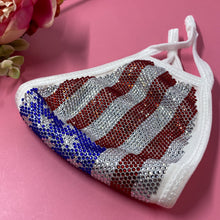 Load image into Gallery viewer, American Flag On White Crystal Face Mask
